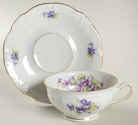 Violets Footed Cup & Saucer Set