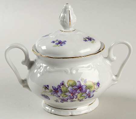 Violets Sugar Bowl & Lid