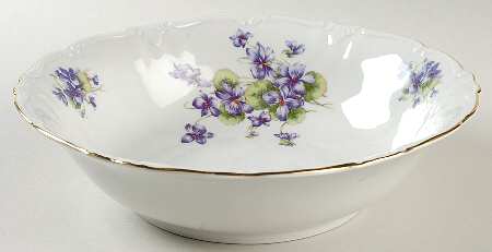 Violets 9" Round Vegetable Bowl