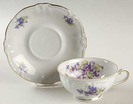 Violets Flat Cup & Saucer Set