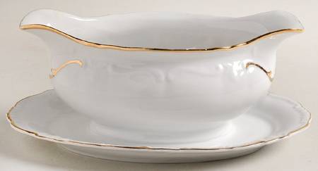 Heirloom Gold Gravy Boat with Attached Underplate