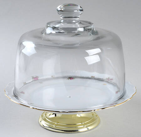 WIG148 6 1/2"-7 1/2" Footed Cheese Plate w/ Glass Dome HC