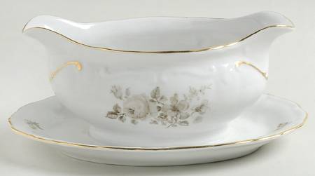 Grand Rose Gravy Boat with Attached Underplate