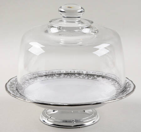 WIG26 6 1/2"-7 1/2" Footed Cheese Plate w/ Glass Dome HC