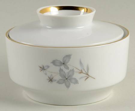 Gray Leaf Sugar Bowl & Lid