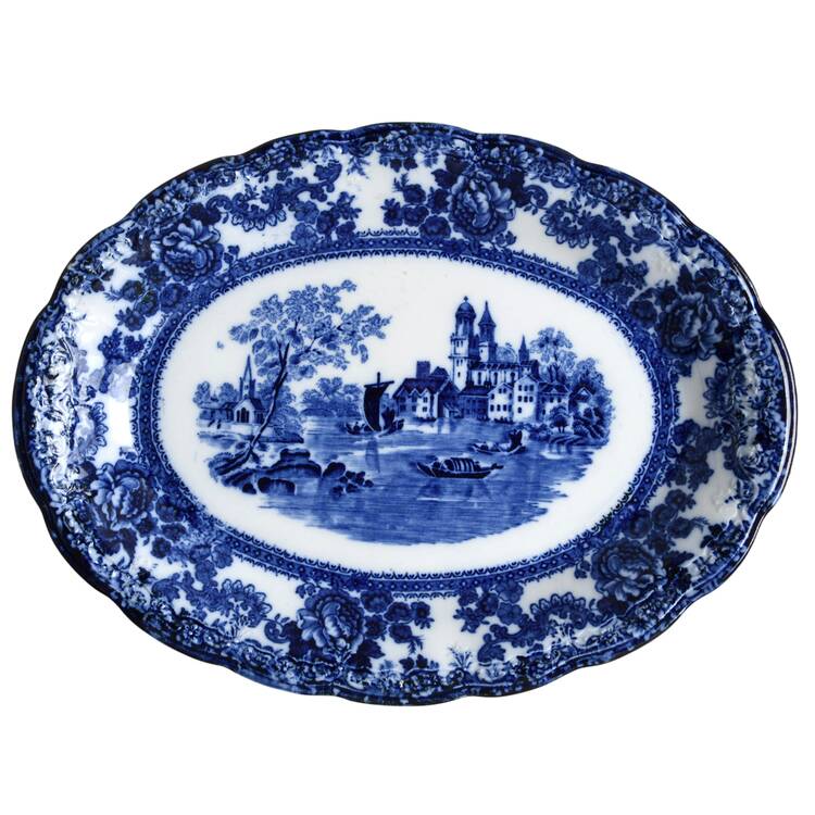 Togo (Flow Blue) 10" Oval Serving Platter