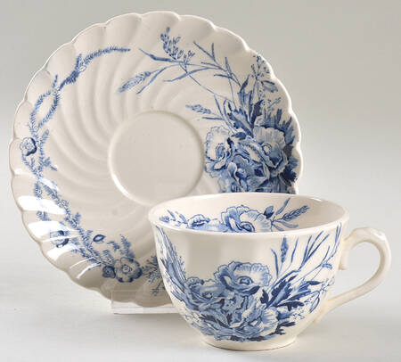 Harvest Blue Flat Cup & Saucer Set