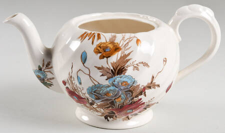 Harvest Brown Multicolor (Pink Floral Rim) Teapot No Lid