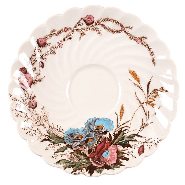 Harvest Brown Multicolor (Pink Floral Rim) Saucer