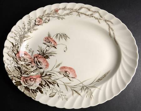 Harvest Pink and Brown 12" Oval Serving Platter