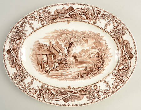 Pastoral Davenport Brown 12" Oval Serving Platter
