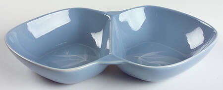 Blue Pacific Oval Divided Vegetable Bowl