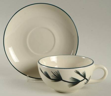 Blue Spruce Flat Cup & Saucer Set