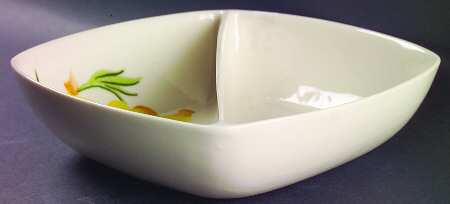 Tiger Lily Square Divided Vegetable Bowl