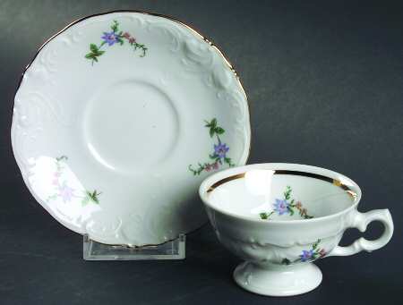 Bavarian Rose Footed Demitasse Cup & Saucer Set