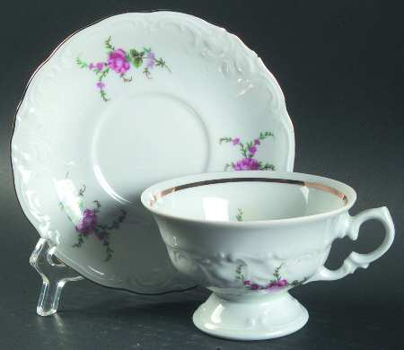 Bavarian Rose Footed Cup & Saucer Set