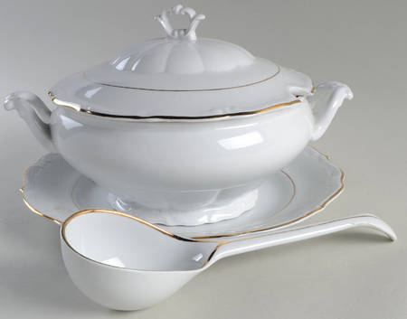Empire (Gold Trim) Tureen & Lid w/Ladle & Underplate