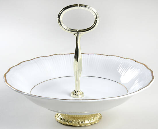 Empire (Gold Trim) 6"-7" Handled Footed Nut Dish HC