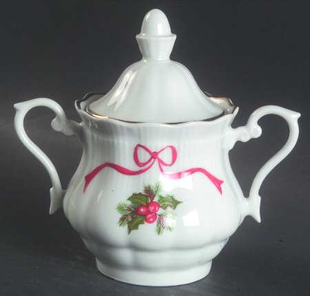 Holiday Ribbon (Ribbed) Sugar Bowl & Lid