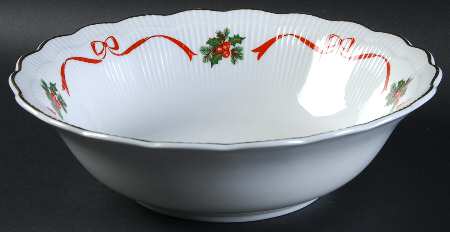 Holiday Ribbon (Ribbed) 9" Round Vegetable Bowl