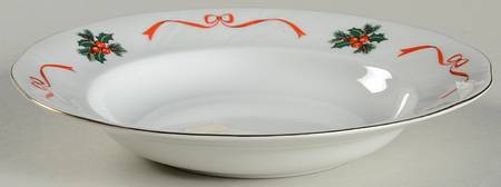 Holiday Ribbon (Swirled) Rim Soup Bowl