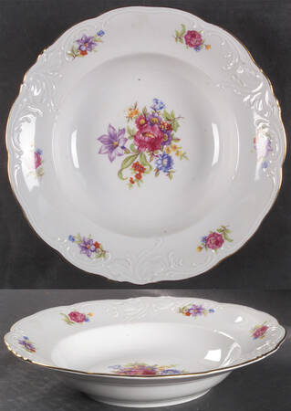 Meissen Flower (Raised Scroll) Rim Soup Bowl