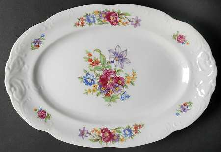 Meissen Flower (Raised Scroll) 13" Oval Serving Platter