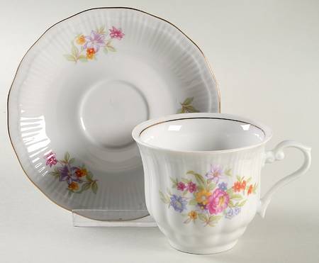 Meissen Flower (Ribbed) Flat Cup & Saucer Set