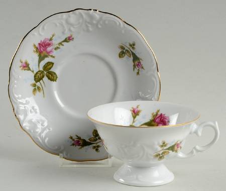 Moss Rose Footed Cup & Saucer Set