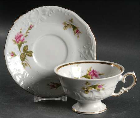 Pompadour Rose Footed Cup & Saucer Set