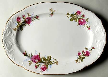 Pompadour Rose 15" Oval Serving Platter