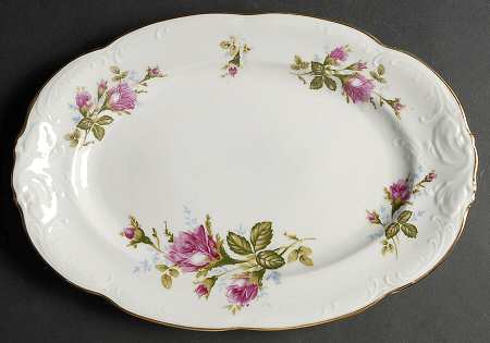 Pompadour Rose 13" Oval Serving Platter