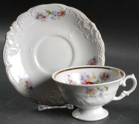Rose Crest Footed Cup & Saucer Set