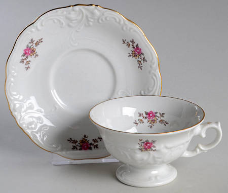 Rosebud Footed Demitasse Cup & Saucer Set