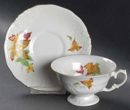 Autumn Leaves Footed Cup & Saucer Set