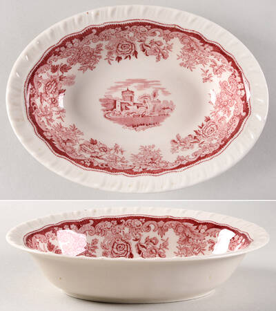 Herald Pink 8" Oval Vegetable Bowl