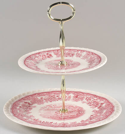 Herald Pink 6 5/8"-10"  2 Tiered Serving Tray (Dp, Sp) HC