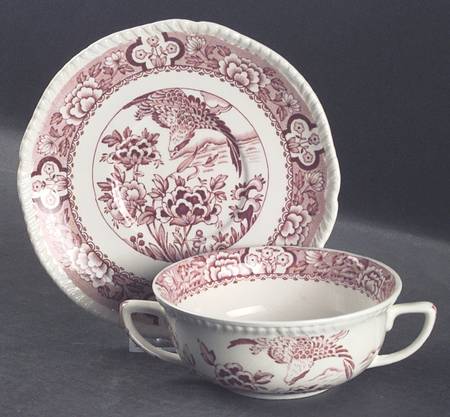 Aquila Pink Flat Cream Soup Bowl & Saucer Set