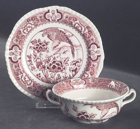 Aquila Pink Flat Cream Soup Bowl & Saucer Set