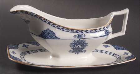Blue Bombay Gravy Boat with Attached Underplate