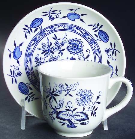 Blue Onion Flat Cup & Saucer Set