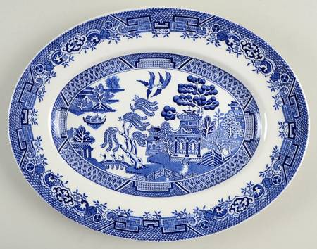 Blue Willow (Older) 11" Oval Serving Platter