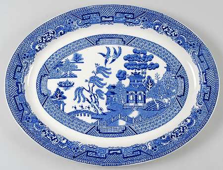 Blue Willow (Older) 14" Oval Serving Platter