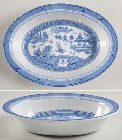 Canton Blue 9" Oval Vegetable Bowl