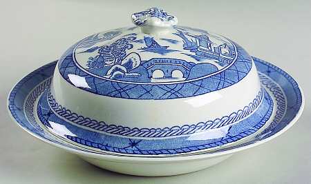 Canton Blue Round Covered Butter