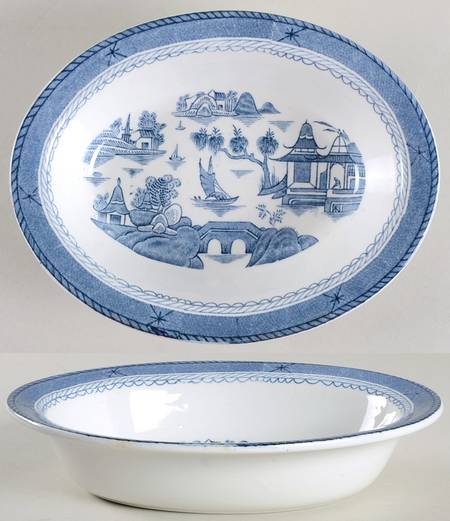 Canton Blue 8" Oval Vegetable Bowl