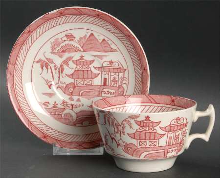 Canton Pink Flat Cup & Saucer Set