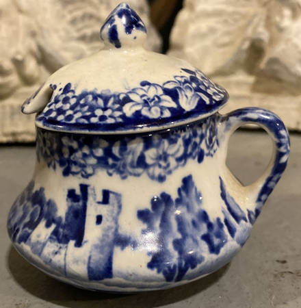 Castles Blue Mustard Jar & Lid