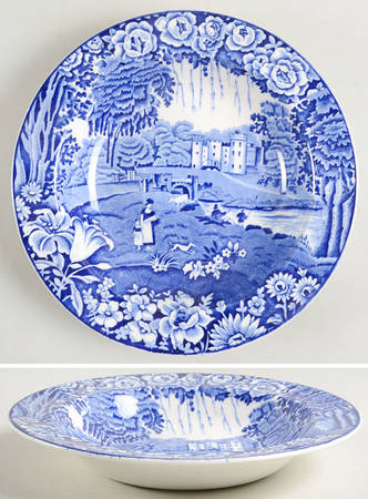 Castles Blue Rim Soup Bowl