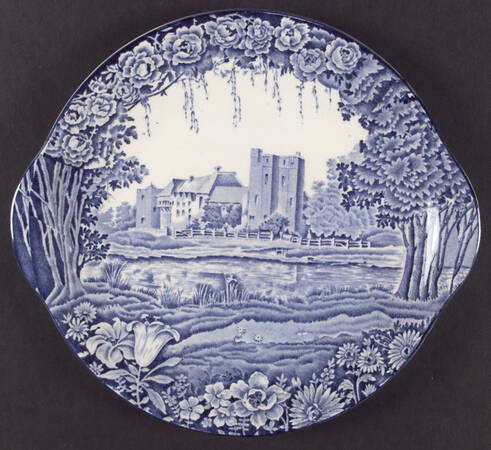 Castles Blue Handled Cake Plate